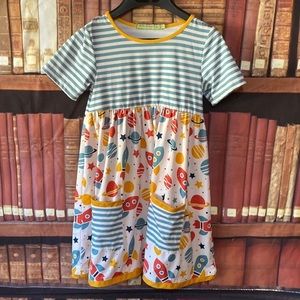 Millie Loves Lily Space Rocket Dress Girls Pocket Dress Boutique 8